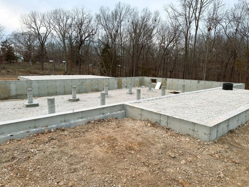 The concrete foundation and crawl space in a custom home builder project near Springfield MO